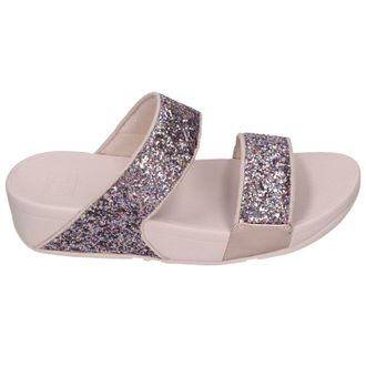 FitFlop Lulu Multi Tonal Glitter Slides Polyurethane Womens Slip On Sandals - Nude Rose Mix - Size:UK 6.5