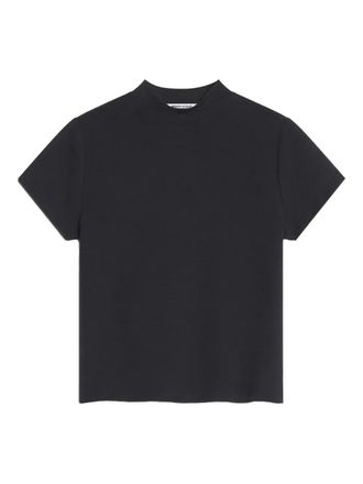 Maison Kitsun&eacute; mock-neck short-sleeve T-shirt - women - Cotton - S - Black