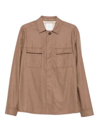 Eleventy Shirtjack met borstzakken - Bruin