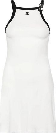 Courr&egrave;ges Halterjurk - Dames - Korte kleedjes - Wit - M - Katoen - Kleedjes