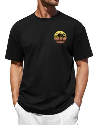 Heekpek Mens T Shirt Cotton T-Shirts for Men Short Sleeve Tops Crew Neck Graphic Printed Tee, D Black, M