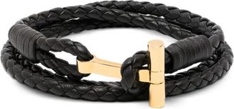 Tom Ford Braided Leather T Bracelet Accessories