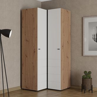 Dmora Armario 2 Puertas Tablas, Ropero Dormitorio 4 Estantes, Colgador, Apertura Con Bisagras, 95x208h Cm Blanco Mate