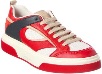 Ferragamo Ferragamo Cassina Leather-Trim Sneaker