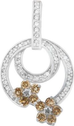 House of Brilliance Silver 1 cttw Round Cut Diamond Floral Garden Pendant Necklace in White at Nordstrom