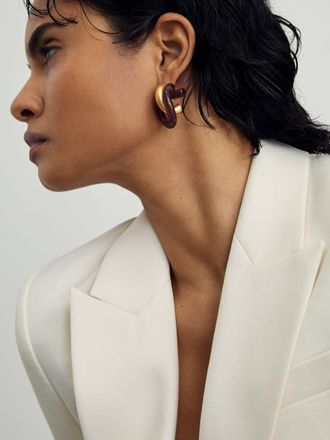 Reiss Gold & burgundy Knot Earrings