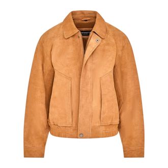Infinity Leather Dames beige leren Biker Bomber Oversized Jas - Blouson