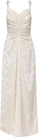 Rotate Satin Floral Motif Jurk - Dames - Feestkleedjes - Beige - S - Satijn - Kleedjes