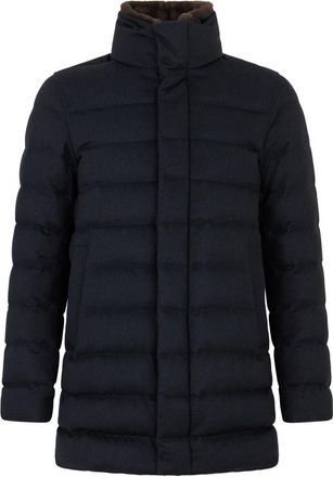 Herno Gewatteerde jas met kraag van imitatiebont - Heren - Winterjassen - Zwart - M - Wol - Jassen