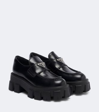 Prada Monolith brushed leather loafers