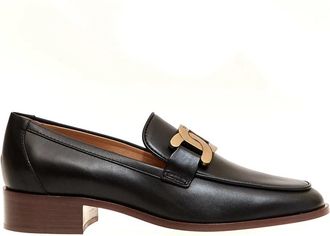 Tod's Zwarte leren instapper Aw 23 - Dames - Loafers - Zwart - 40 EU - Schoenen