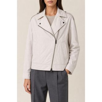Brunello Cucinelli Womens Off White Biker Jacket, Size 40