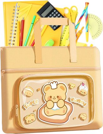 Generic Library Book Bag,Animal Pencil Organizer | Large Capacity Waterproof Zippered Book Bag for Teenagers Kids Airplane Travel School Shopping Beach Daycar