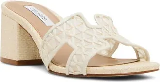 Steve Madden Hydie Block Heel Sandal in Bone Raffia at Nordstrom, Size 8.5