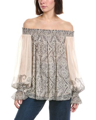 Hemant & Nandita Smocked Detail Off-Shoulder Top