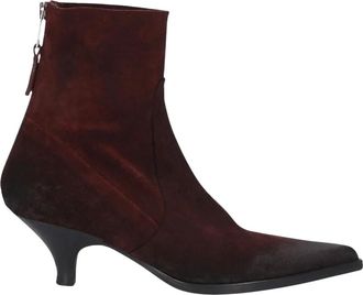 Elena Iachi Puntige su&egrave;de enkellaars - Dames - Laarzen met Hak - Rood - 37 EU - Su&egrave;de - Schoenen
