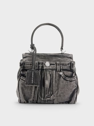 Charles & Keith Arita Denim Jeans Top Handle Bag