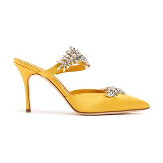 Manolo Blahnik Heeled Mules, female, Yellow, Size: 9 1/2 US Elegant High-heeled Mules
