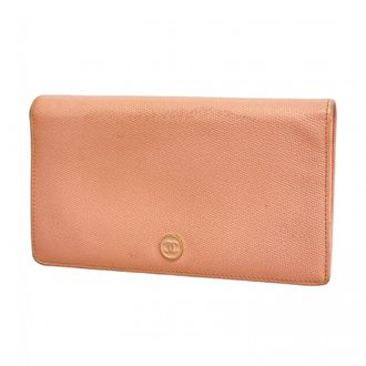 Chanel Pink Leather Long Wallet (Bi-Fold) (Pre-Owned)