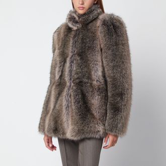 Frankie Shop Giacca beige sfumato effetto pelliccia
