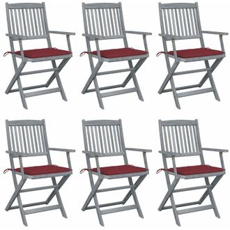 vidaXL Sillas De Jard&iacute;n Plegables 6 Uds Cojines Madera Maciza Acacia Vidaxl