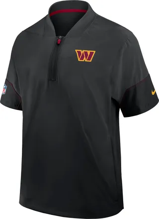 Nike Washington Commanders Sideline Coach Nike Mens NFL 1/2-Zip Short-Sleeve Hooded Jacket in Black | 03BO069Y9E-2J5