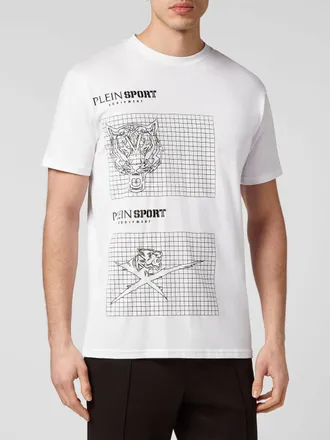 Plein Sport T-shirt in cotone con stampa grafica a contrasto