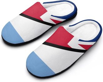 Generic Argentina And United Kingdom Flag Mens House Slippers Memory Foam Washable Cotton Slip on Home Shoes