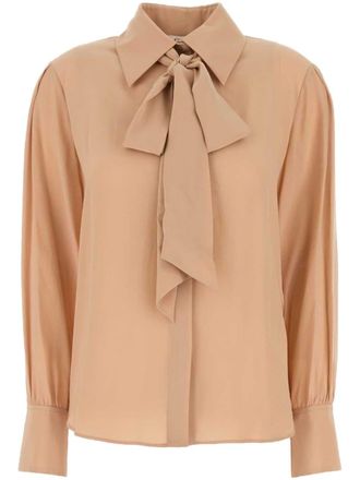 Chlo&eacute; long-sleeve georgette shirt - Neutrals