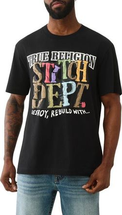 True Religion Build, Destroy, Rebuild Cotton Graphic T-Shirt in Jet Black at Nordstrom, Size Xxx-Large
