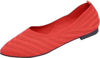 Generic Red Womens Lightweight Square Toe Loafers with Cushioned Insole for All-Day Comfort and Easy Wear