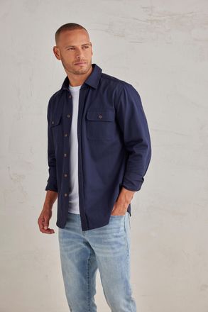John Devin Langarmhemd Overshirt aus reiner Baumwolle, mit aufgesetzten Taschen