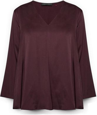 Elena Miro Stretch Viscose Satin Blouse - Dames - Blouses - Rood - 6XL - Satijn - Overhemden