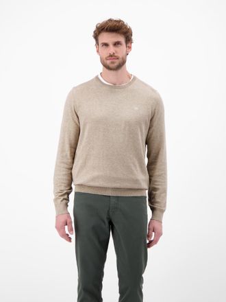 Lerros Strickpullover LERROS LERROS Herren Basic Strickpullover, Herren, Gr. XXL, beige (tender beige melange), 100% Baumwolle, Rundhals, Pullover Strickpull