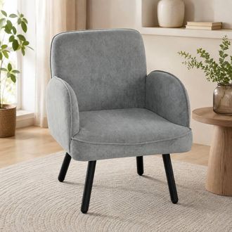 STILVORA Armchair with Spring Cushion Grey Velvet