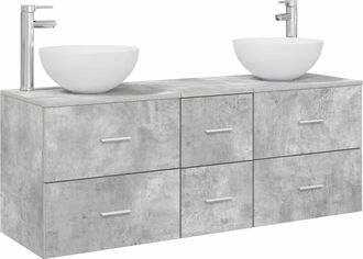 vidaXL Juego De Muebles De Ba&ntilde;o 3 Uds. Gris Hormig&oacute;n 49,5 X 35 X 63 Cm Vidaxl