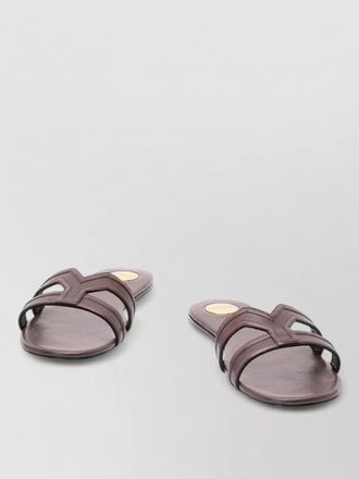 Saint Laurent mabrouka smooth leather double strap slides