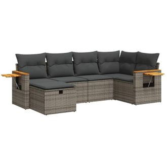vidaXL Vidaxl - Set De Muebles De Jard&iacute;n 6 Pzas Y Cojines Rat&aacute;n Sint&eacute;tico Gris