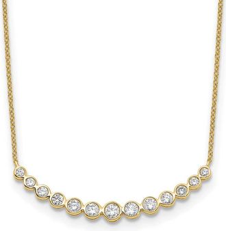 Diamond2Deal 14K Gold 3/4 Ct Lab Grown Diamond Graduated Curved Bar Necklace 18