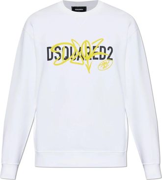 Dsquared2 Logo-print Sweatshirt - Heren - Sweatshirts - Wit - 2XL - Katoen - Hoodies & sweatvesten