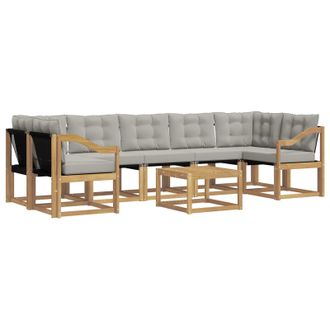 vidaXL Conjunto De Sof&aacute;s De Exterior 8 Pcs Blanco Y Gris Claro Vidaxl