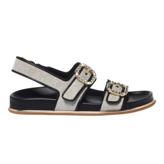 Baldinini Canvas Sandal - female - Baldinini - Flat Sandals - Beige - 4 1/2 UK - Shoes