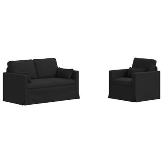 vidaXL Juego De Sof&aacute; 2 Uds. Negro Tela Vidaxl