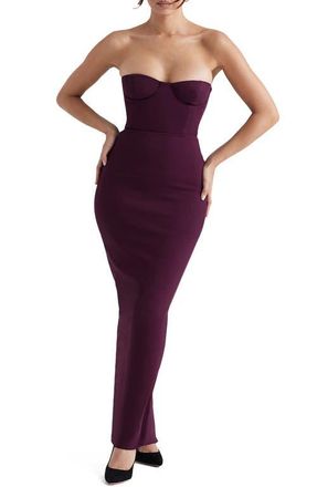 House of CB Lucia Strapless Corset Maxi Dress in Grape at Nordstrom, Size X-Small D