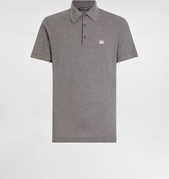 Dolce & Gabbana Cotton Polo-shirt With Branded Tag - Man T-shirts And Polos Gray 46