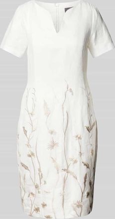 White Label Knielanges Kleid mit V-Ausschnitt in Offwhite, Gr&ouml;&szlig;e 48