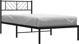 vidaXL Metal Bed Frame without Mattress with Headboard Black 100x190cm vidaXL