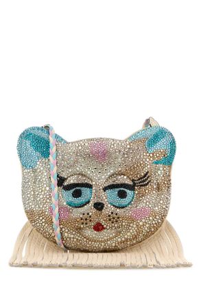 Valentino Garavani Embellished Leather Le Chat De La Maison Crossbody Bag