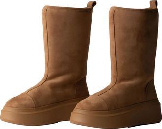 Twinset Gevoerde Platform Laarzen - Dames - Winterlaarzen - Bruin - 38 EU - Polyester - Schoenen