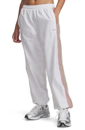 Under Armour Icon Water Repellent Crinkle Pants in White /Khaki /Pink at Nordstrom, Size Xx-Large